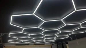 Geometric LED ceiling lighting installation in Rockcliffe custom home