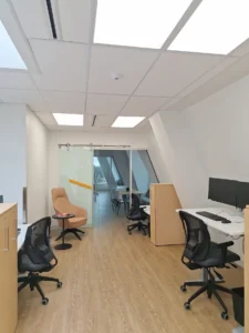 Ottawa Nurse Practitioner-Led Clinic office area with LED ceiling panel lighting, ceiling sensor, and finished electrical upgrades.