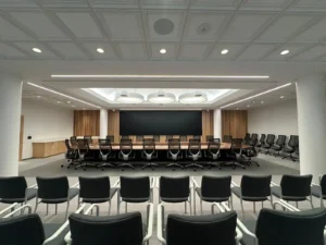 University of Ottawa Senate Room electrical renovation with pendant lighting, automated controls, and upgraded boardroom lighting by Ottawa Electric