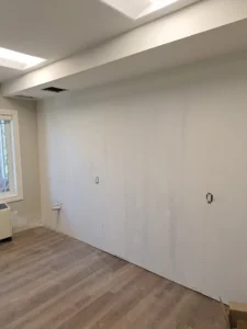 Windsor Park renovation laundry room at Old Faulks Home with ceiling lighting and electrical rough ins.
